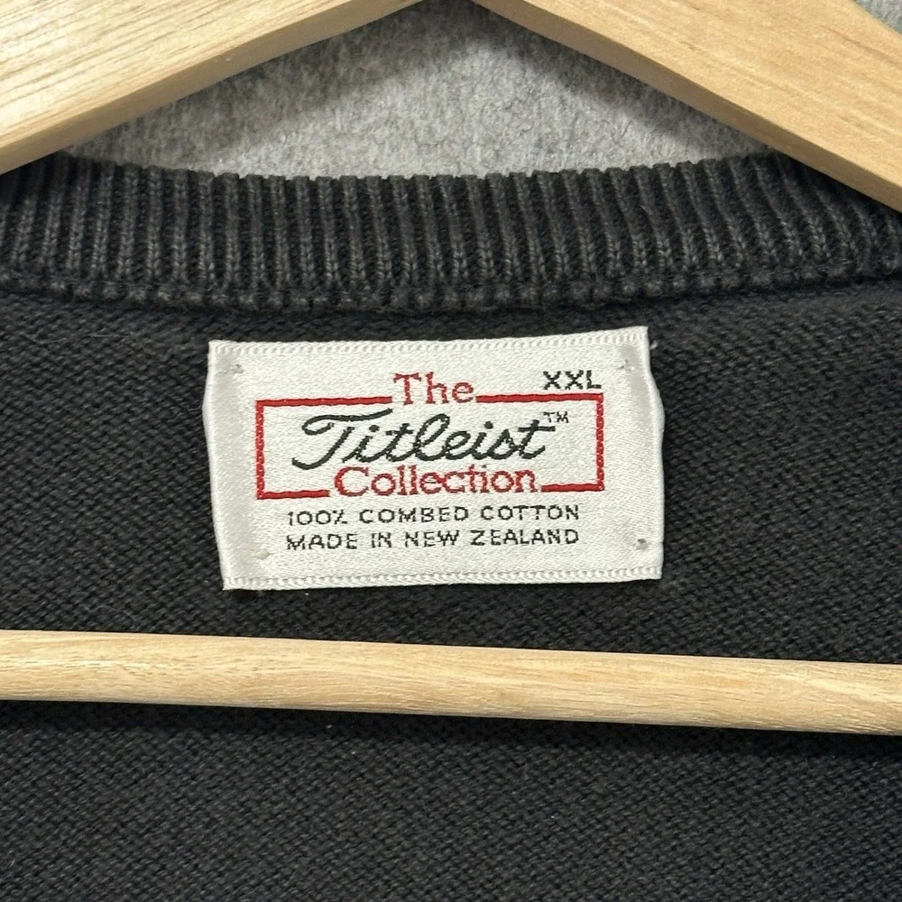 Titleist Collection Golf Sweater Black V-Neck Cotton XXL Knollwood‎ Club FADED
